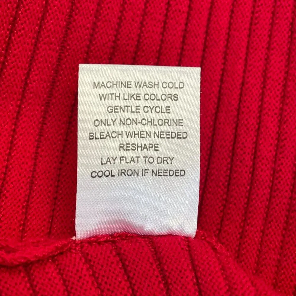 Peyton Primrose Red Ribbed Open Front Cardigan Sweater M